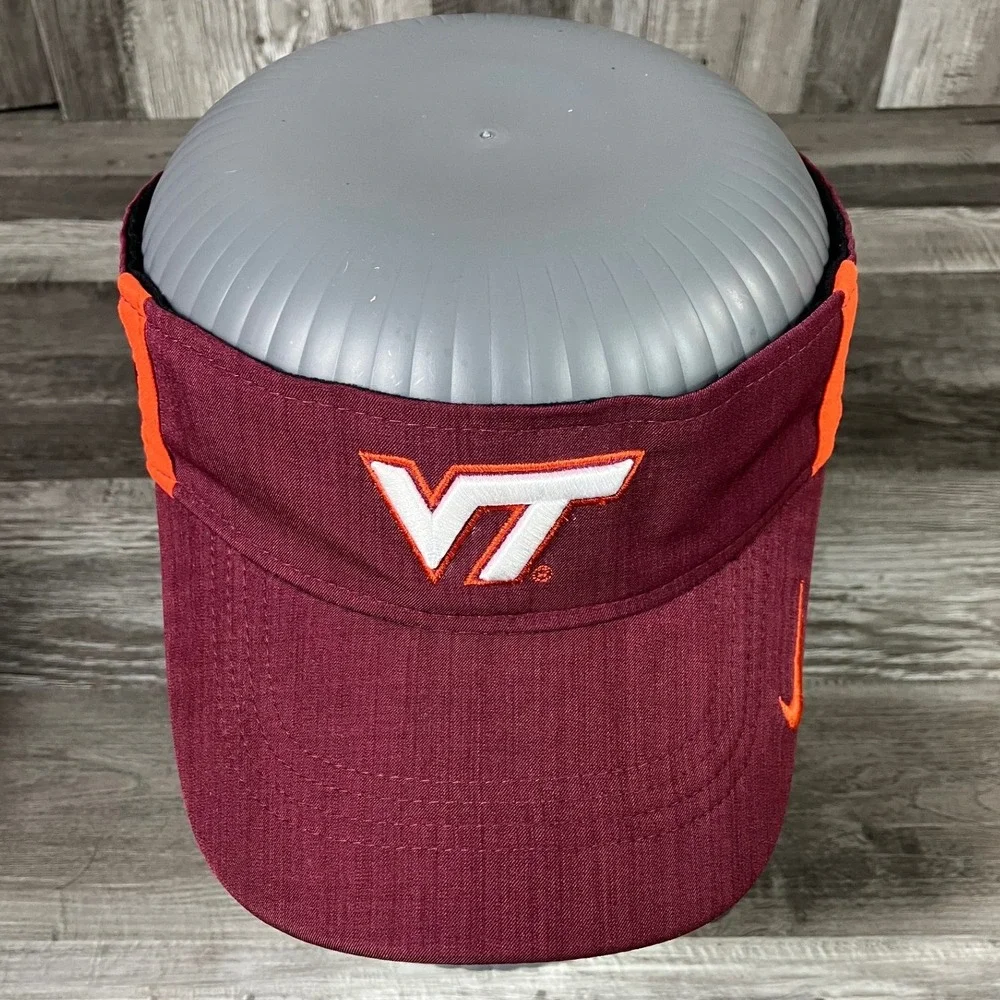 Nike Virginia Tech Hokies Maroon Dri-FIT Adjustable Athletic Visor Hat VT Logo